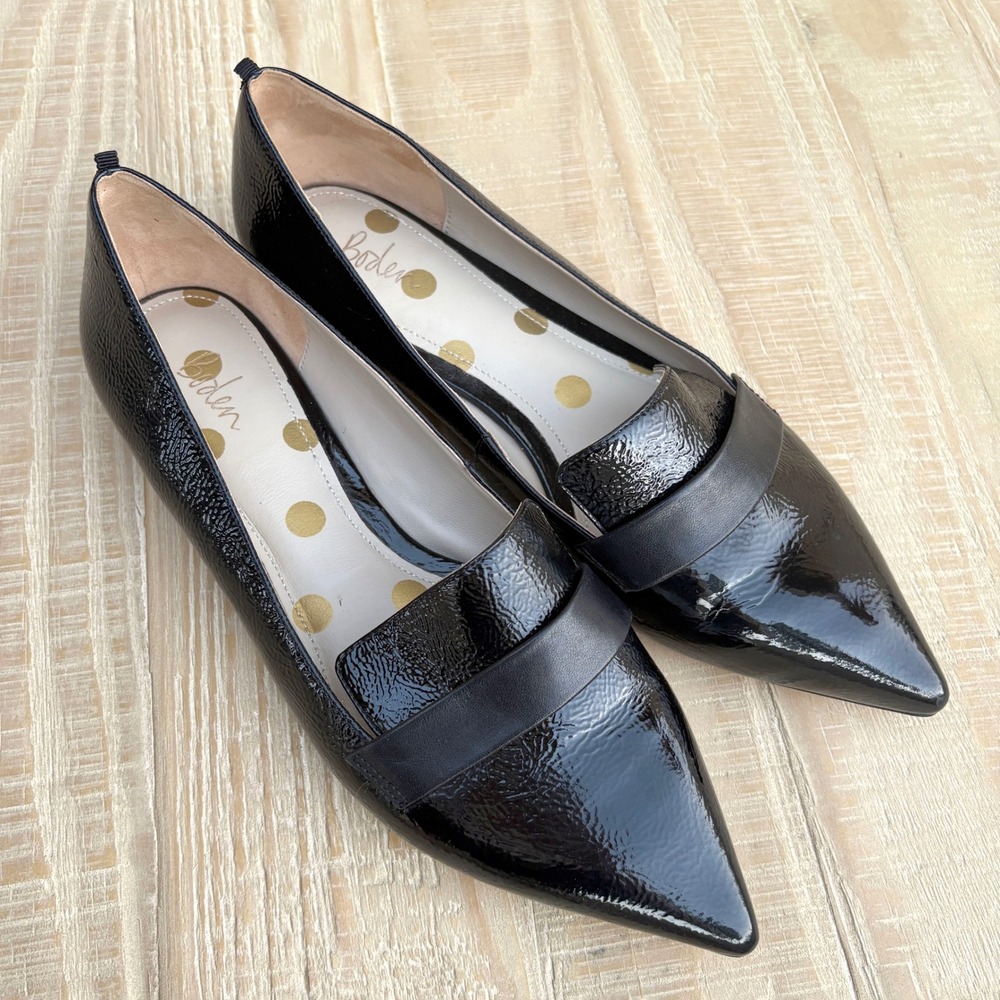 Boden Black Patent Pointed-Toe Flats